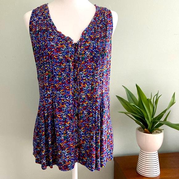 Anthropologie Light and Colorful Maeve Lila Confetti Pintuck Tank Size S… - Picture 2 of 8